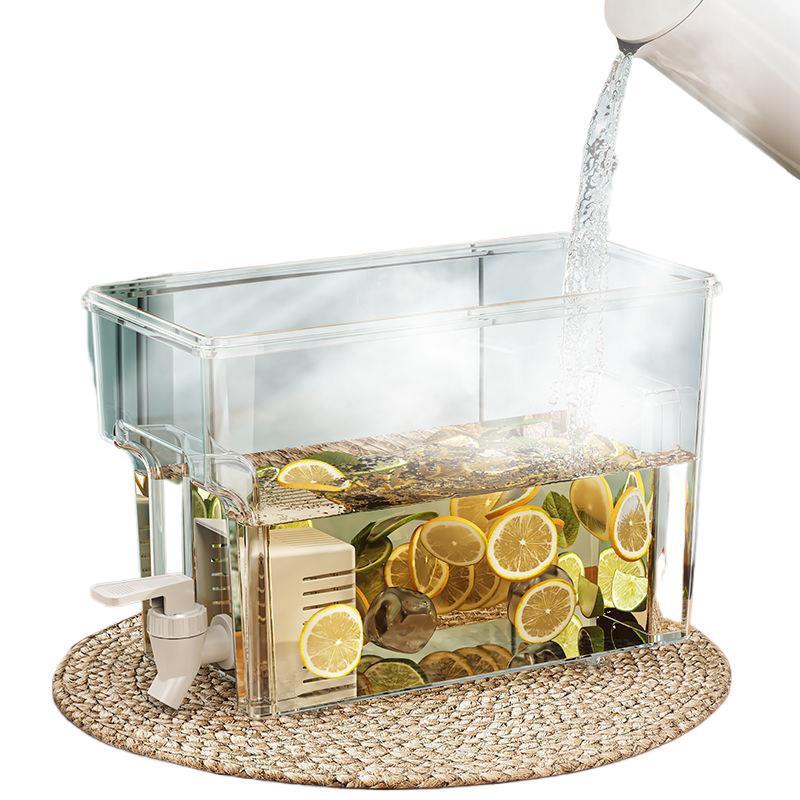 蛇口付き飲料食品収納ボックス大容量ホームリビングルームフルーツレモンティー冷蔵庫コールドケトル収納|undefined