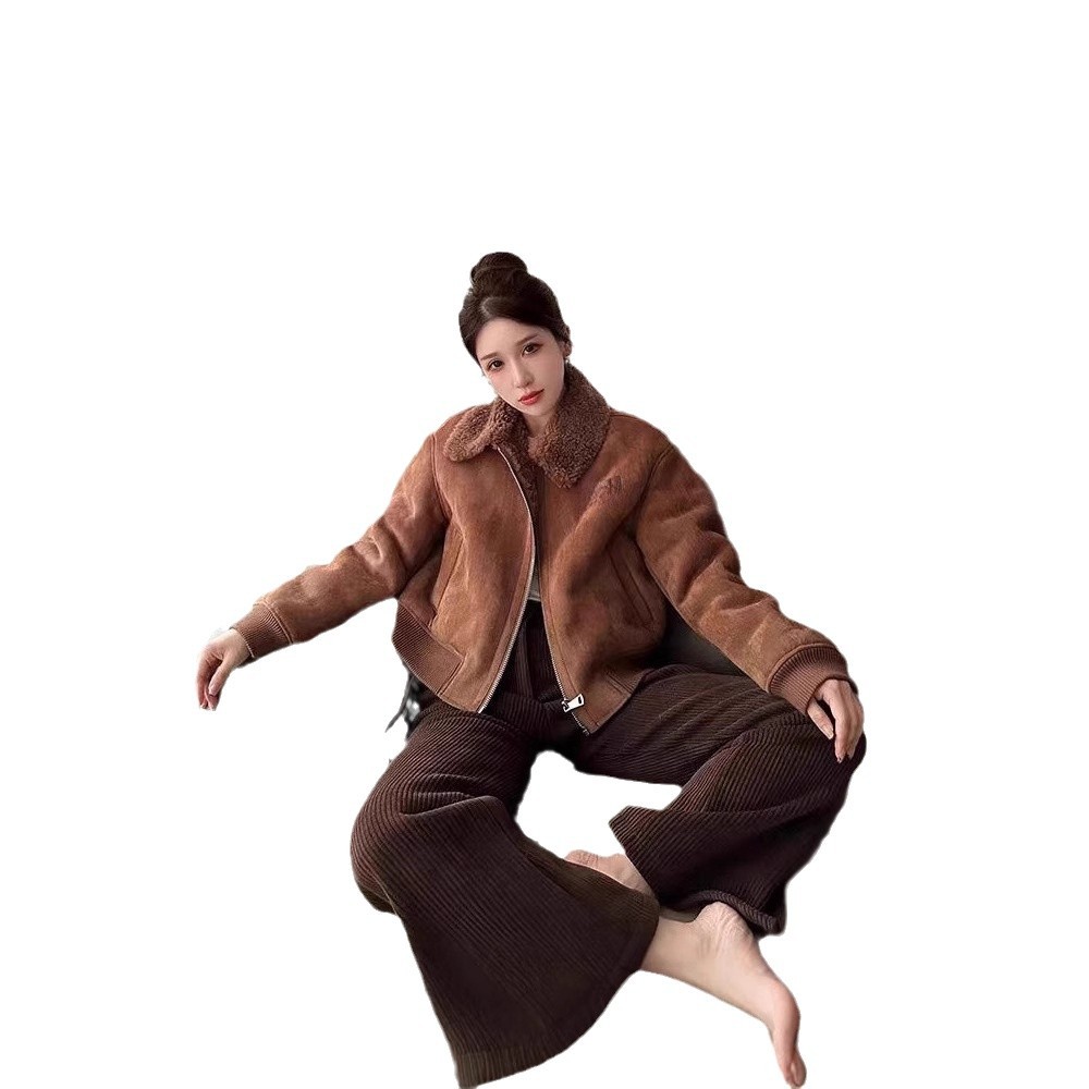 재고] MM 하이 엔드 여성 겨울 작은 향기로운 바람 스웨이드 칼라 패딩 재킷 코트 여성의 조수