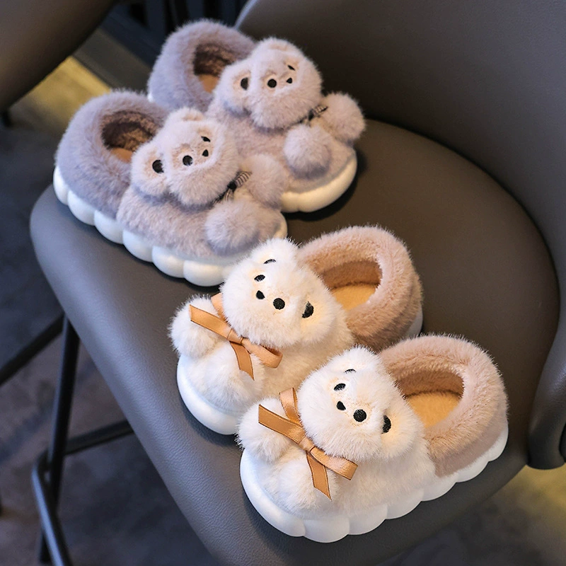 Детские хлопчатобумажные тапочки женские зимние бархатные утолщенные теплые мягкие подошвы