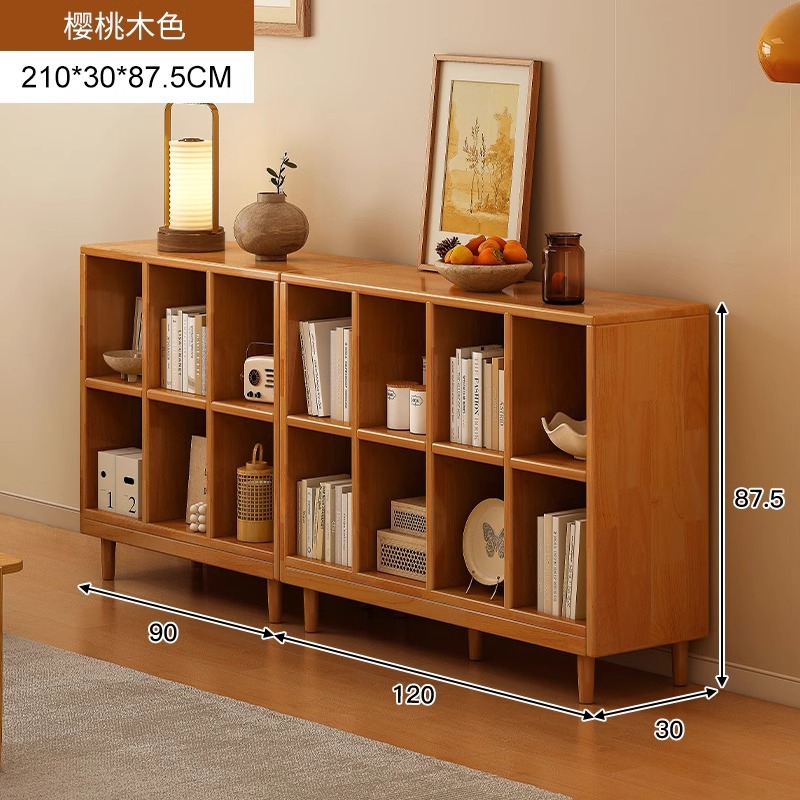 Estantería de madera maciza, cajones de piso a techo, armarios de sala de estar, armarios de rejilla combinados contra la pared, estantes de almacenamiento, estanterías cortas integradas