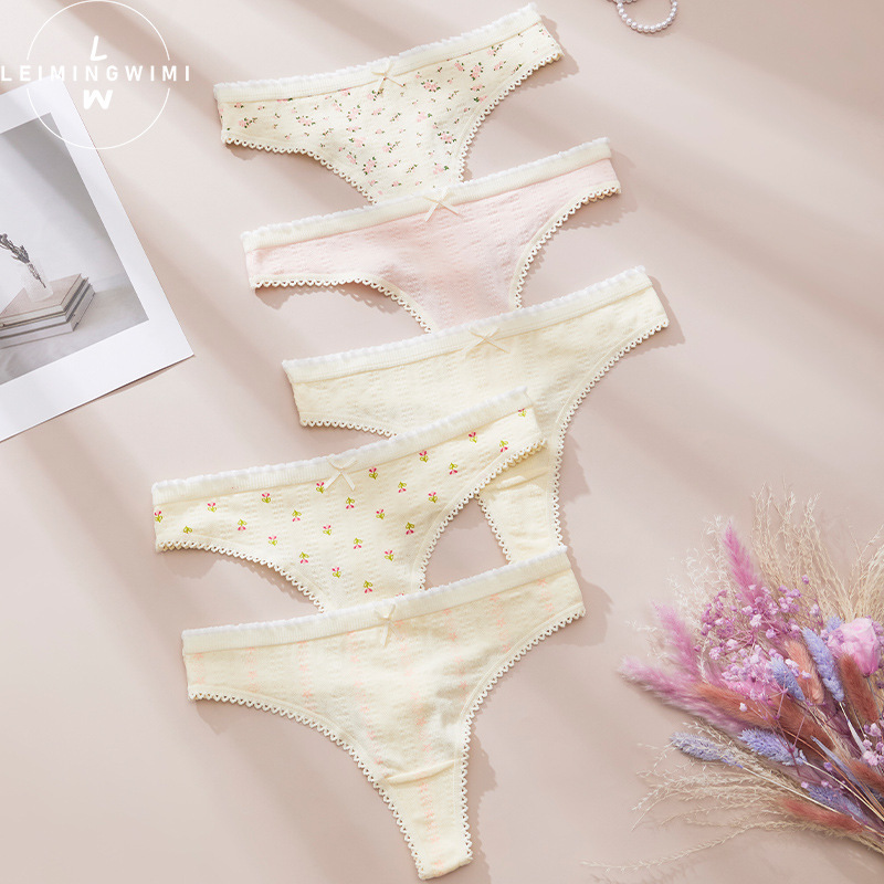 Cross-border Women's Sexy Pure Desire Underwear Women's Japanese Style Cute Floral Low-waist Pure Cotton Comfortable Skin-friendly Simple