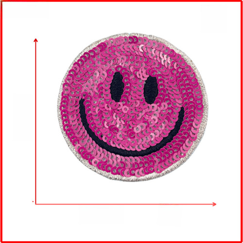 Cross-border sparkling embroidery round smiling bead embroidery beads embroidery fabric patch clothing accessories decoration patch