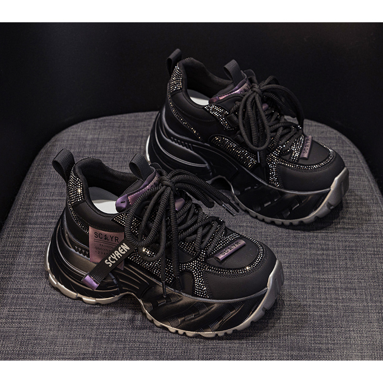 Giày sneaker nữ đế dày tăng chiều cao phong cách hot girl mùa thu 2026 — Kaki M2939, M2939 màu đen chi tiết 23