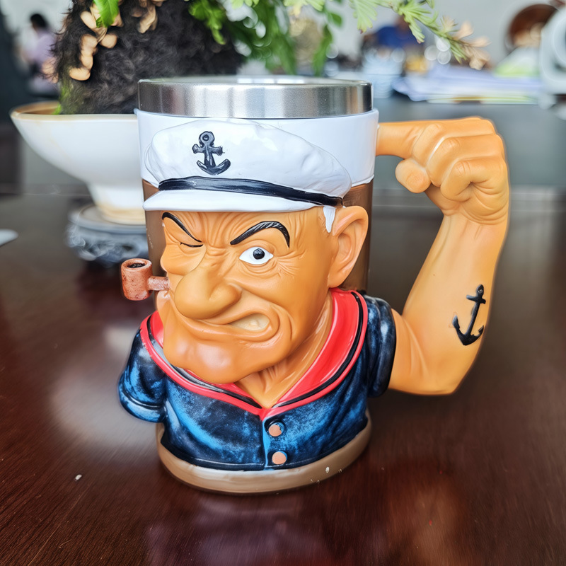 Cross-Border 3D Popeye Power Mug Popeye Mug Power Cup Resin Coffee Creative Gift