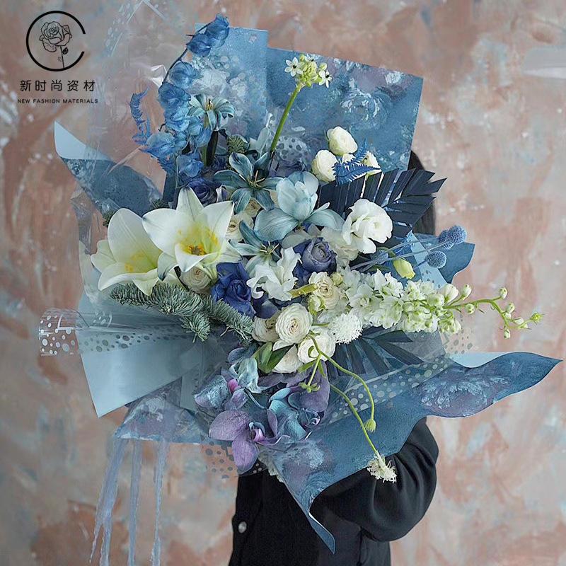 新しい夢の後の花園の花の花束の包装紙の油絵の紙の牡丹の花の元素の花屋の材料の包装|undefined
