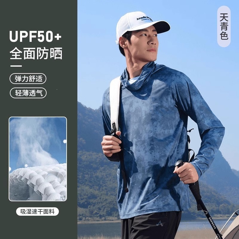 Sudeste asiático explosivo transfronterizo seda de hielo ropa de protección solar para hombres nueva ropa de protección solar ultravioleta delgada transpirable pesca al aire libre