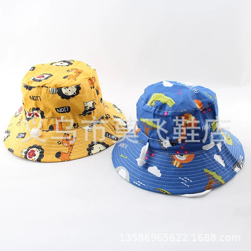 Шляпа рыбака, детская 2021, новая хлопковая весенне-Летняя женская детская шапка с мультяшным принтом, регулируемая шапка для раковины, трансграничная