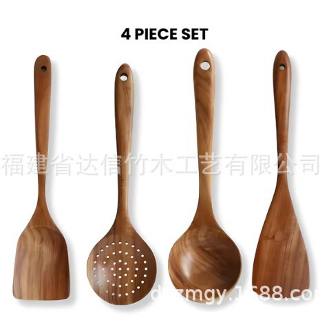クロスボーダークッキングセット アカシア材キッチン用品 長柄スパチュラ 無垢材スパチュラ スプーンとフォーク ノンスティックキッチン 10点セット|undefined