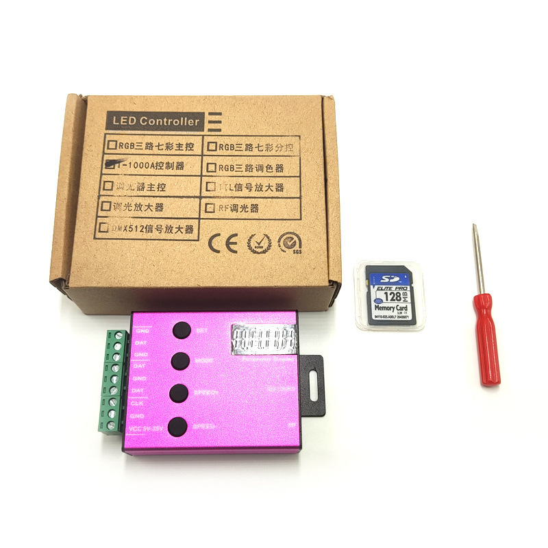 LEDフルカラーコントローラsdカード片口T-1000Aファントムテープ2811プログラミング动画内蔵96パターン|undefined