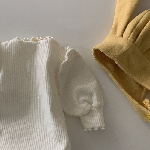 Korean version of children's clothing for infants and toddlers, thickened winter male and female babies, soft and skin-friendly fungus collar, solid color jumpsuit, romper, harem