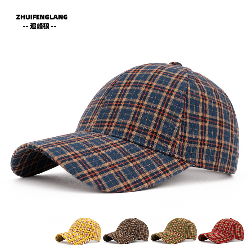 New British Plaid Baseball Cap for Women, Spring and Autumn Style, Japanese Style, Face-Slimming, Casual Versatile Duckbill Cap, Fashionable Sun Hat
