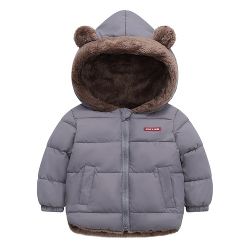 Children's winter padded cotton jacket for export, unisex, short sleeve, hooded outerwear for toddlers and young children