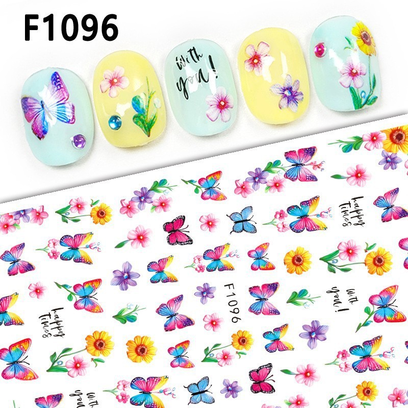 Nuevos productos de primavera de color mariposa pegatinas de manicuras de comercio electrónico transfronterizo pegatinas de manicuras mariposa WG1300-1311