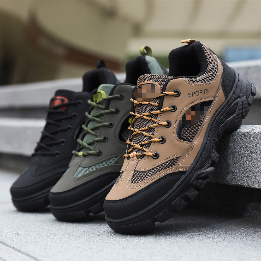 Work Shoes, Comfortable and Lightweight, Lace-Up Men's Shoes, Hiking Shoes, Breathable, All-Season Style, Trendy Men's Casual Shoes Wholesale