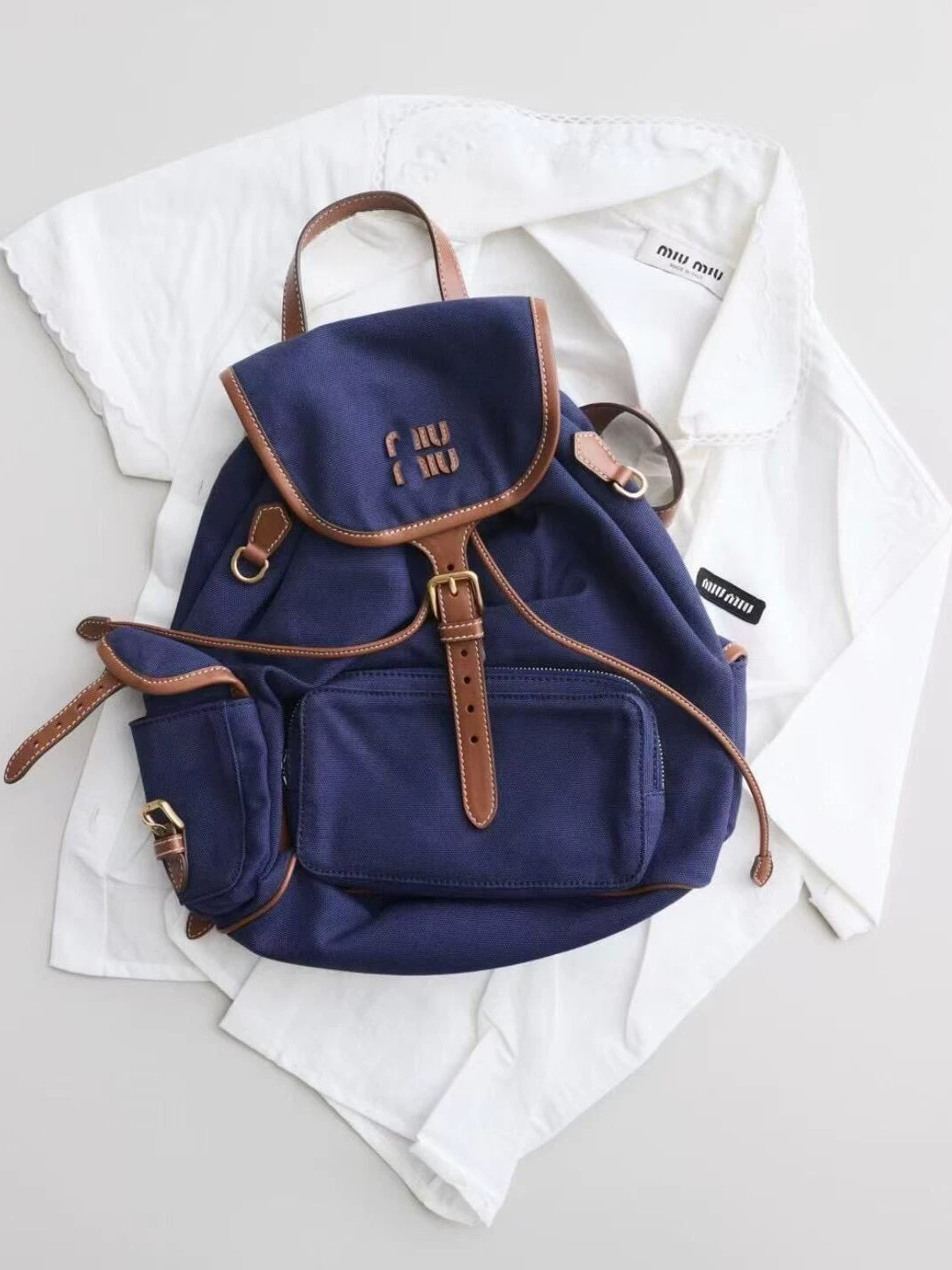 Backpack, universal retro capacious bag, genuine leather, drawstring