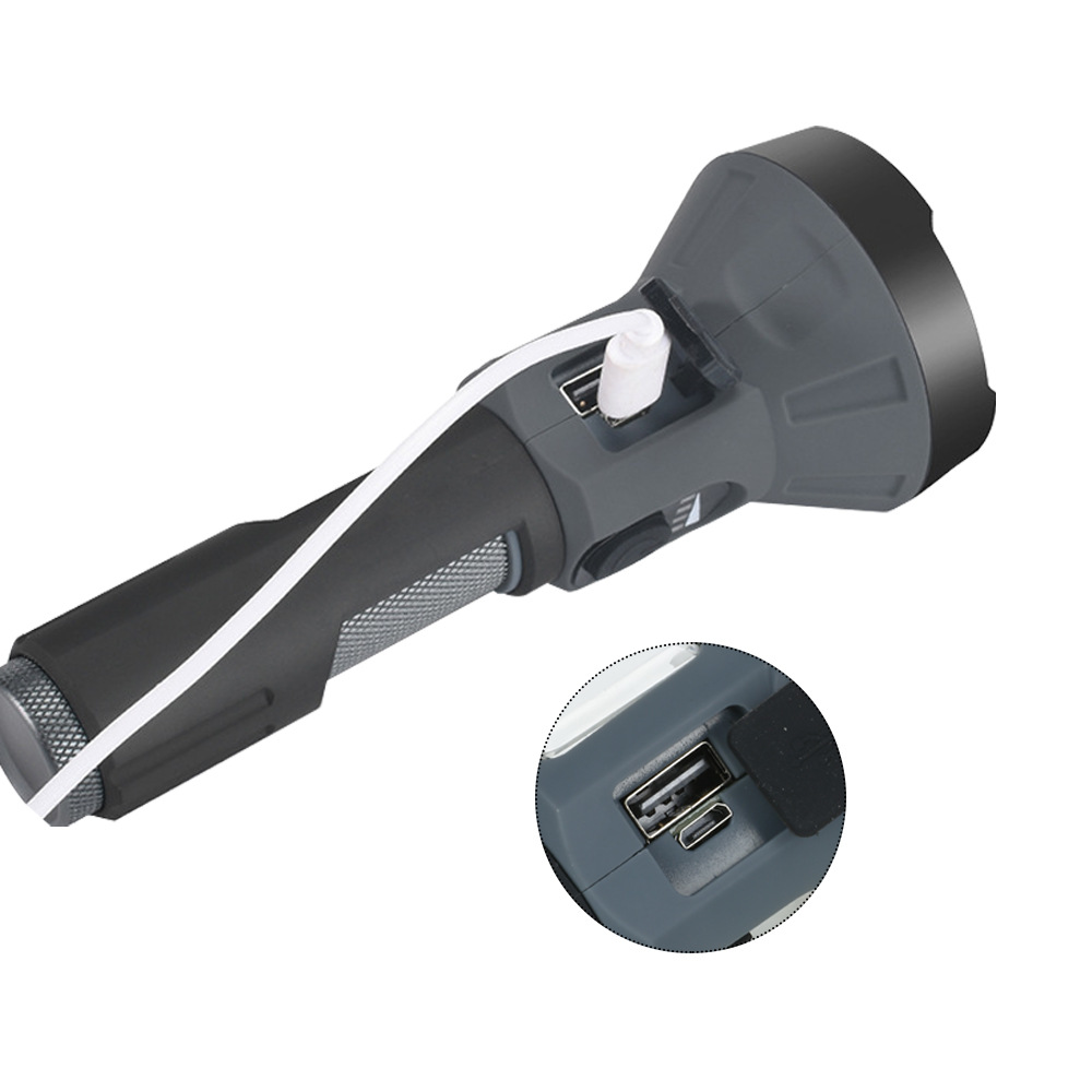 Linterna de foco fijo transfronterizo linterna recargable USB foco portátil de largo alcance Medición de mazorca reflector linterna de salida