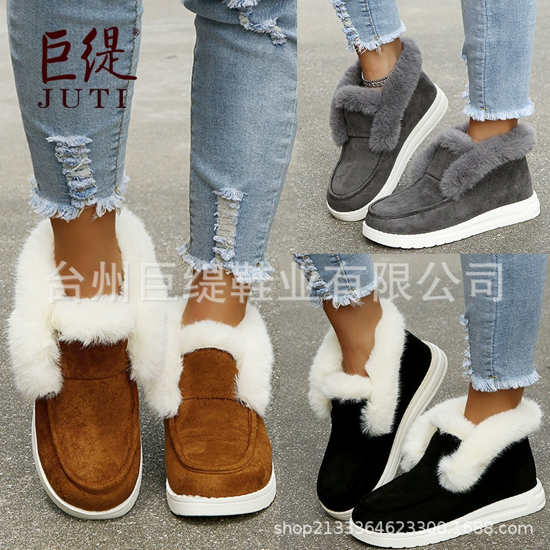 Juti в наличии поколение 2021 Зимние новые внешние торговые женские туфли больших размеров 35-43 Низкие повседневные замшевые хлопковые сапоги