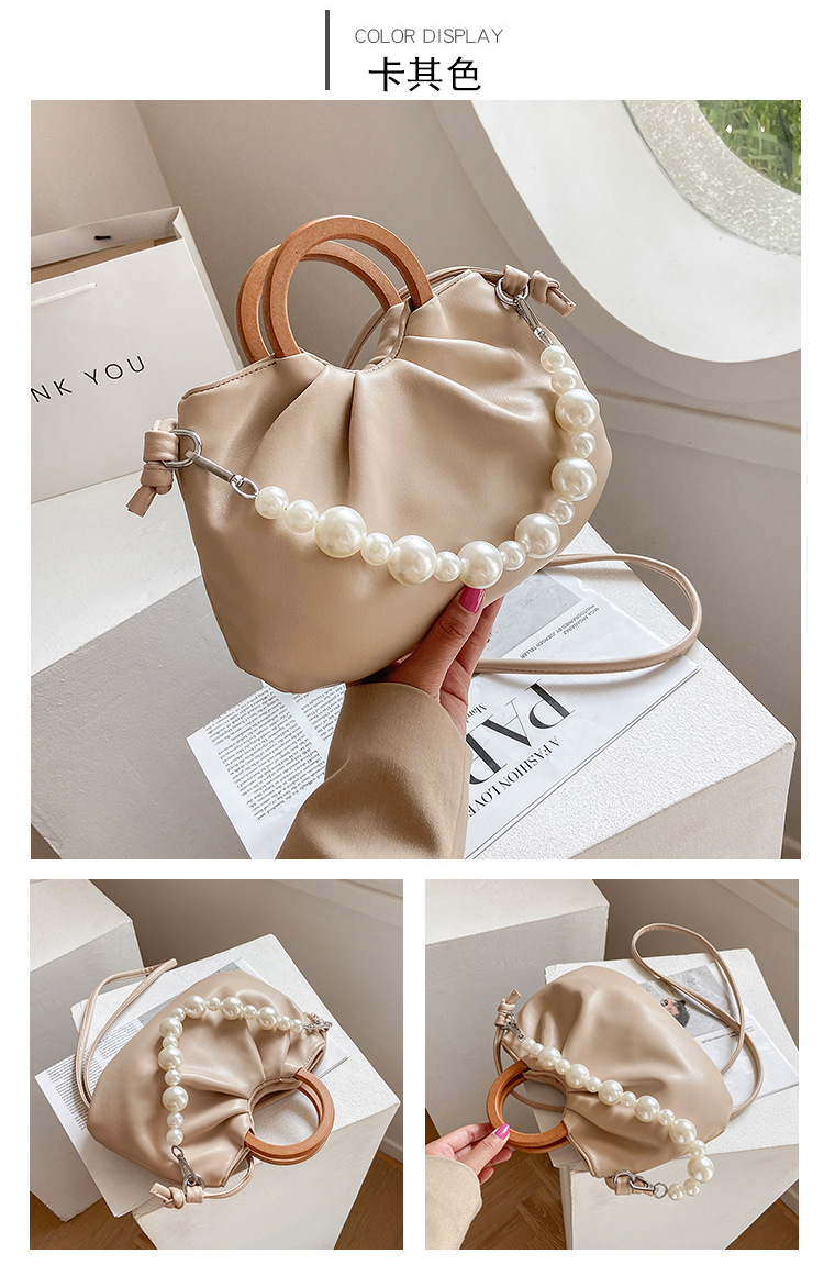 Korean fashion fold pearl handle crossbody shoulder armpit bagpicture2