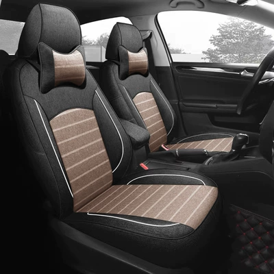 Modelə uyğun (Original) oturacaq örtükləri, Suitable for Car Seat Covers - type-a-horizontal-striped-linen-black-coffee-color-default-item