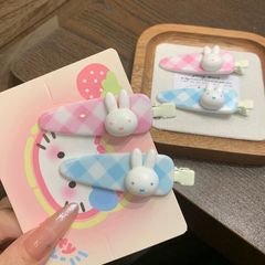 可爱卡通格子米菲兔发夹甜美少女碎发无痕夹软萌百搭精致刘海夹子