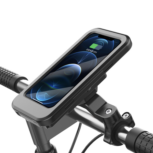 Foreign trade waterproof mobile phone holder retractable cycling holder wireless charging USB charging bicycle holder wholesale