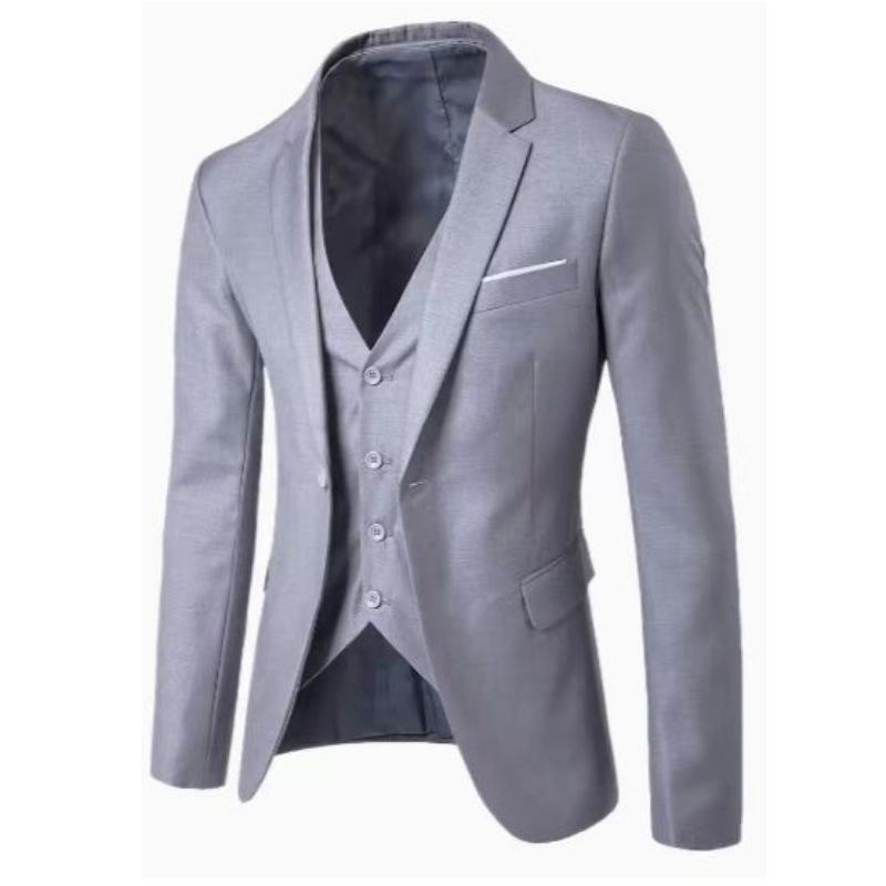 Suit Suit Men's Jacket Korean Style Slim Small Suit Business Casual Interview Formal Gray Business Suit