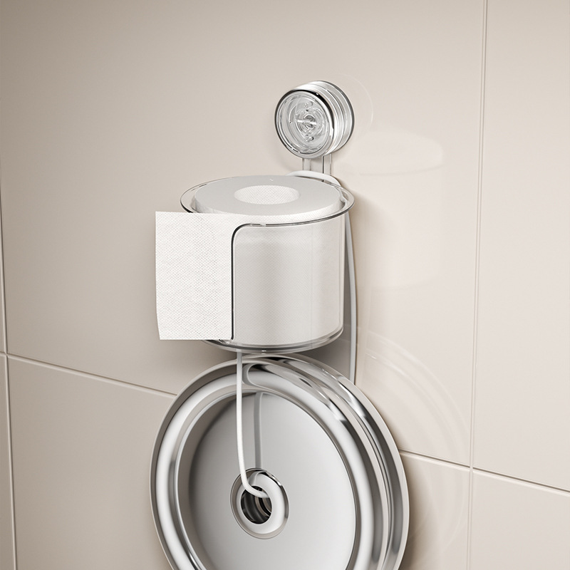 Caja de pañuelos de ventosa Caja de papel higiénico para baño Caja de papel higiénico de pared sin perforación Soporte de rollo de papel de baño Caja de almacenamiento de papel de succión de inodoro
