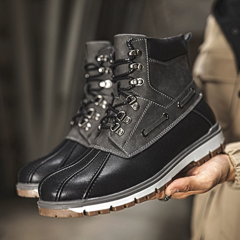 Осень и зима 2024, экспортные трансграничные мужские высокие рабочие ботинки большого размера, зимние ботинки, уличные универсальные теплые ботинки на флисовой подкладке