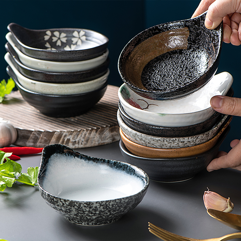Japanese Ceramic Bowl Rice Bowl Dessert Bowl Creative Tableware Snack Dish Hot Pot Seasoning Dish Sauce Bowl