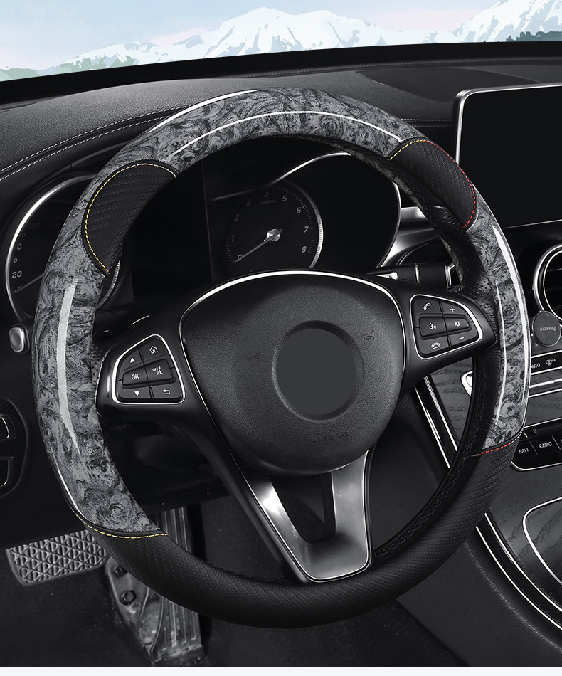 Factory Wholesale Four-Season Universal Anti-Slip Sweat-Absorbent Crystal Peach Wood Grain Car Steering Wheel Cover Protective Cover for Car