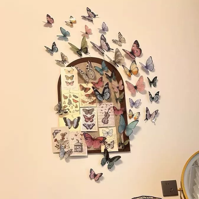 Модные 3D наклейки на стену с бабочками, фон, декор стен, скандинавская настольная композиция, ремонт общежития, арендованного дома