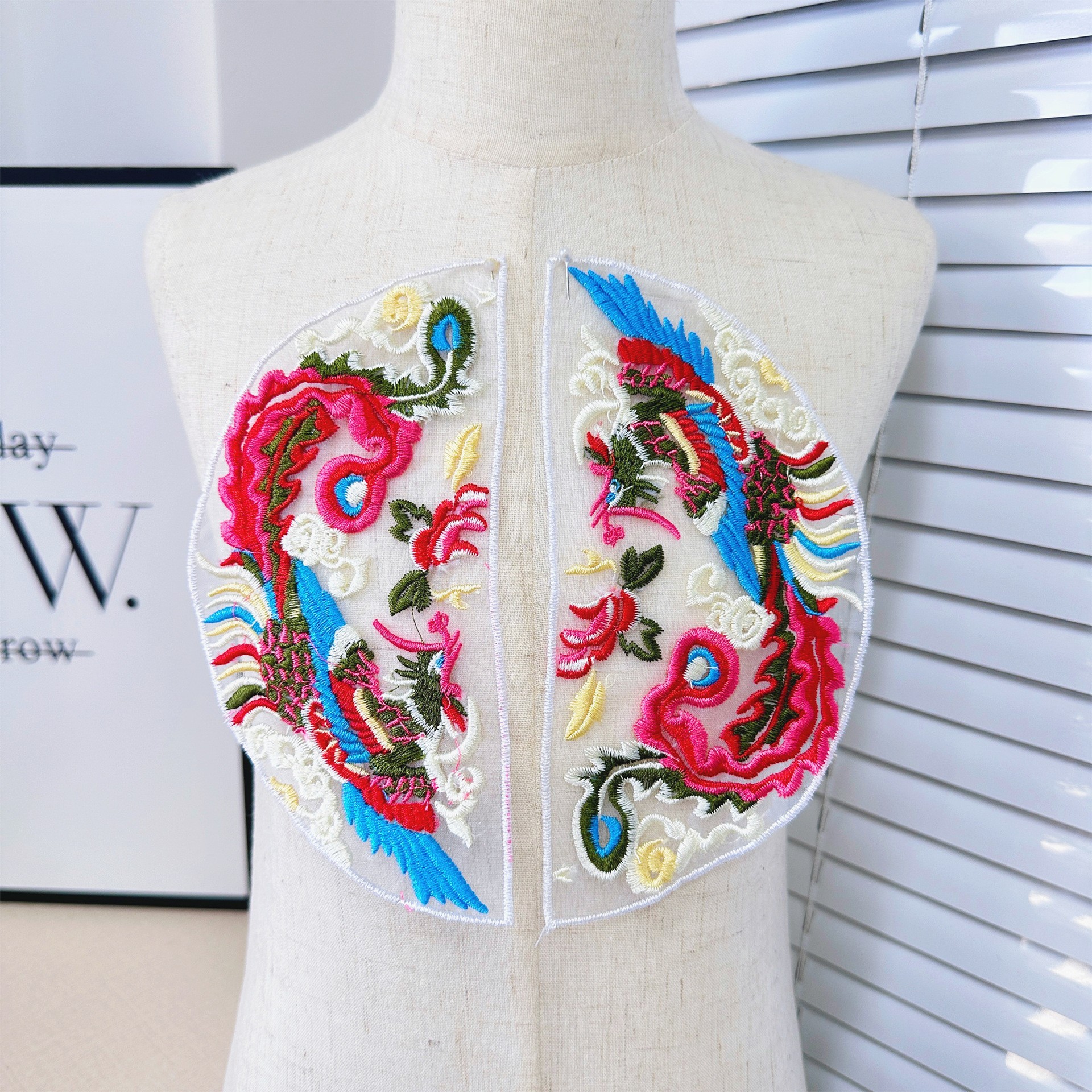 Parche de bordado Hanfu de estilo chino tradicional, aplique floral redondo de dragón y fénix, nuevo accesorio de ropa de estilo chino, bordado decorativo DIY.