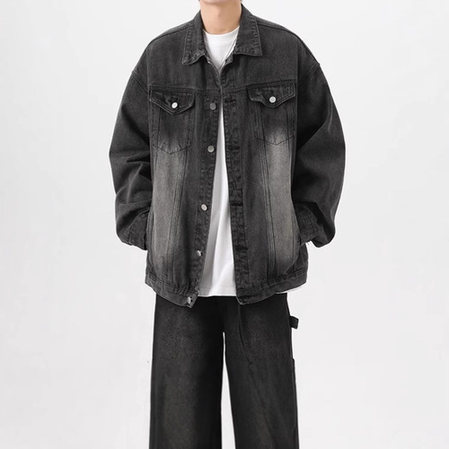 High-street handsome denim coat, men's autumn American washed old pilot jacket, retro fashion brand couple's coat