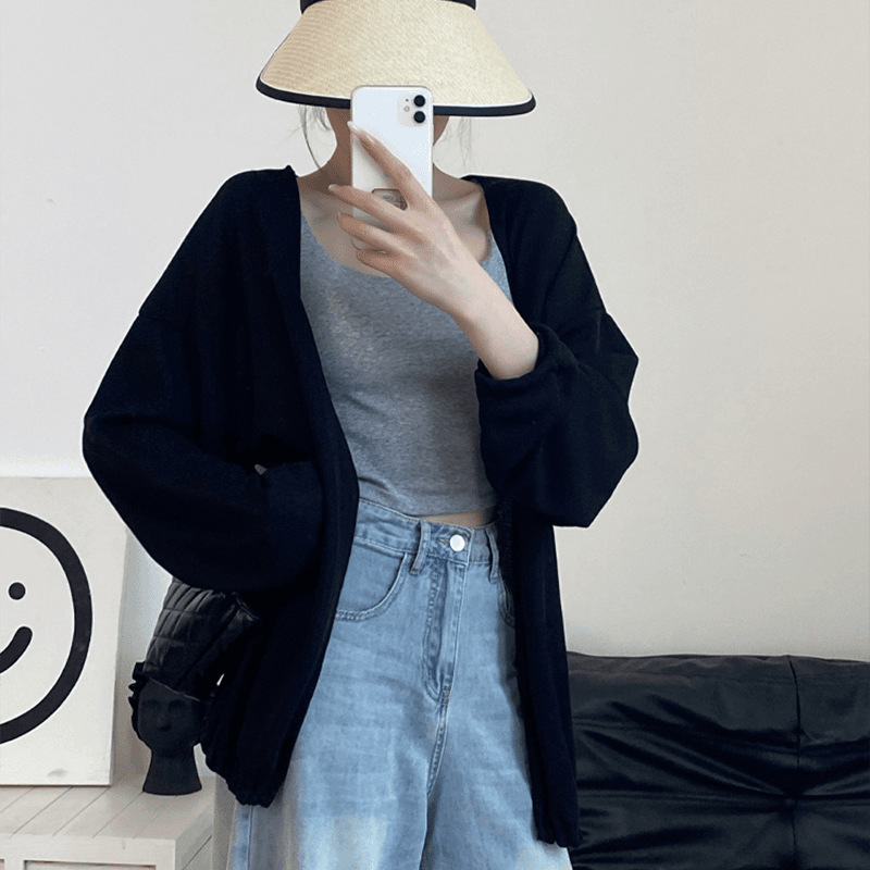 【防晒空调罩衫】时尚长袖针织衫女春夏防晒韩版宽松薄款气质开衫