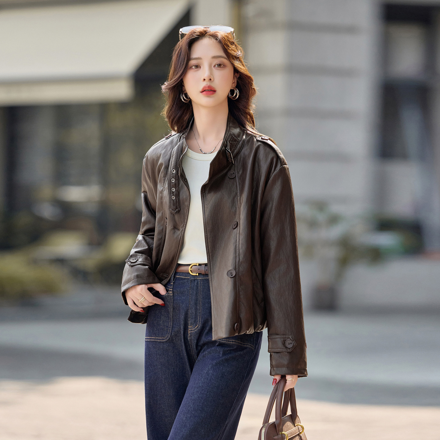 2025 Autumn/Winter New Haining Leather Jacket for Women, Short Slim Fit Plus Size Sheepskin Shearling Coat for Petite Figures