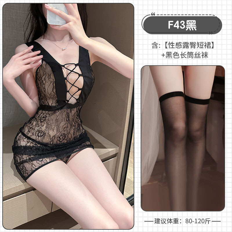 블랙 + t 바지 + 블랙 스타킹