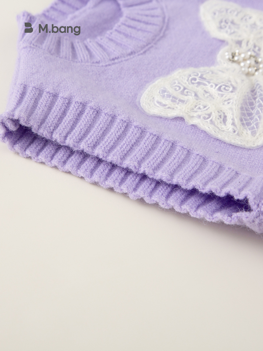 Youbao Ropa para niños Chaleco de punto para niñas Otoño Nueva ropa de otoño Chaleco de suéter sin mangas para niños con lazo para bebés