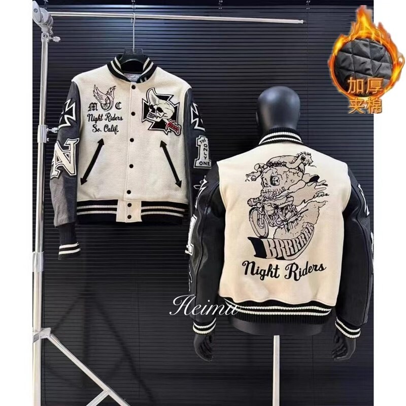 American Retro Heavy Embroidery Baseball Jacket for Men, Sunday Black Sheep Trendy Brand Patchwork Loose Thickened Jacket American Retro Heavy Embroidery Baseball Jacket for Men, Sunday Black Sheep Trendy Brand Patchwork Loose Thickened Jacket