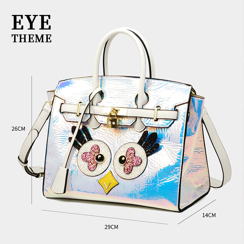 Impresión portátil de gran capacidad de dibujos animados lindos bolsos de moda europeos y americanos clásicos de la cerradura de metal 2815 #