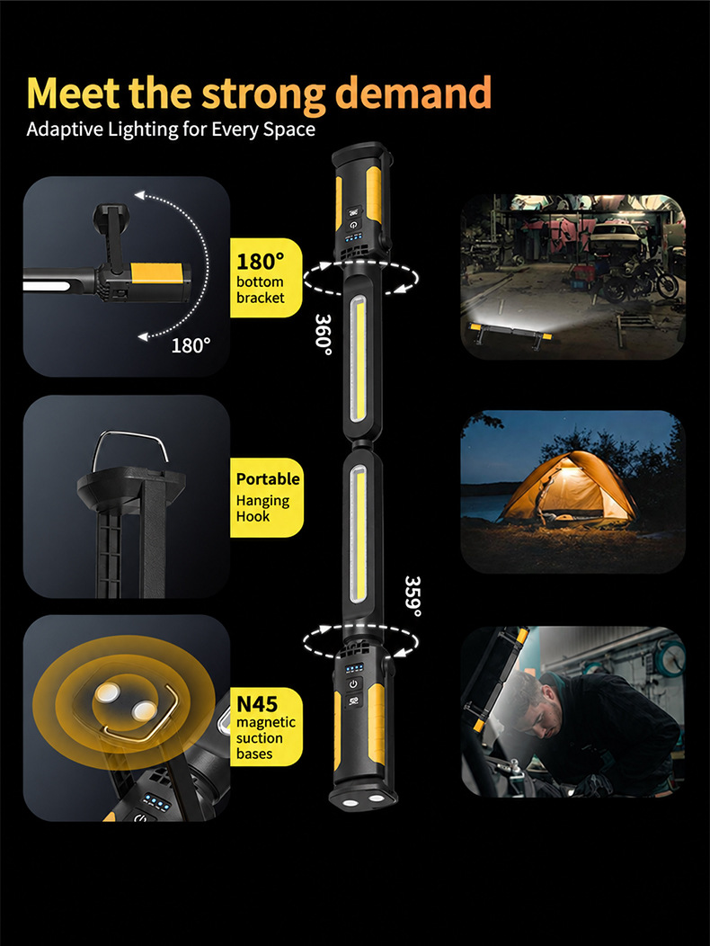 Amazon multi-functional work light, COB rechargeable repair light, long battery life, magnetic base, high brightness, garage emergency light, automotive repair light