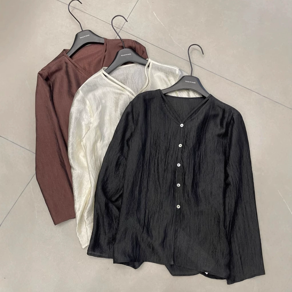 Элегантная рубашка для отдыха, V-образный вырез, oversize