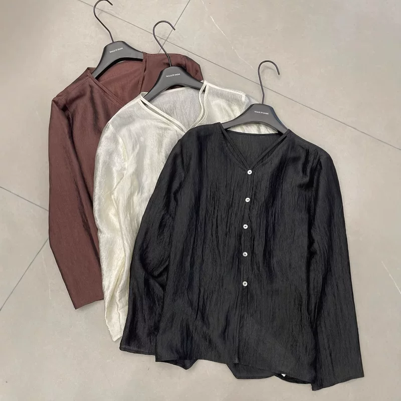 Элегантная рубашка для отдыха, V-образный вырез, oversize