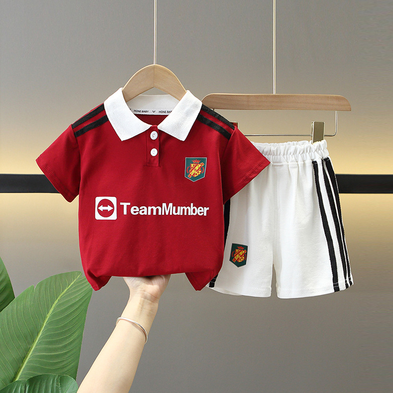 男童夏装套装2025夏季新款小童男宝宝时尚短袖条纹polo衫两件套潮