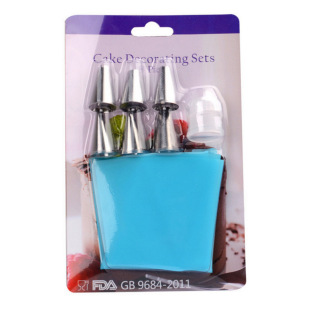 Stainless Steel 6-mouth silicone pastry bag with converter suit stainless steel pastry nozzle 8-piece tpu pastry bag