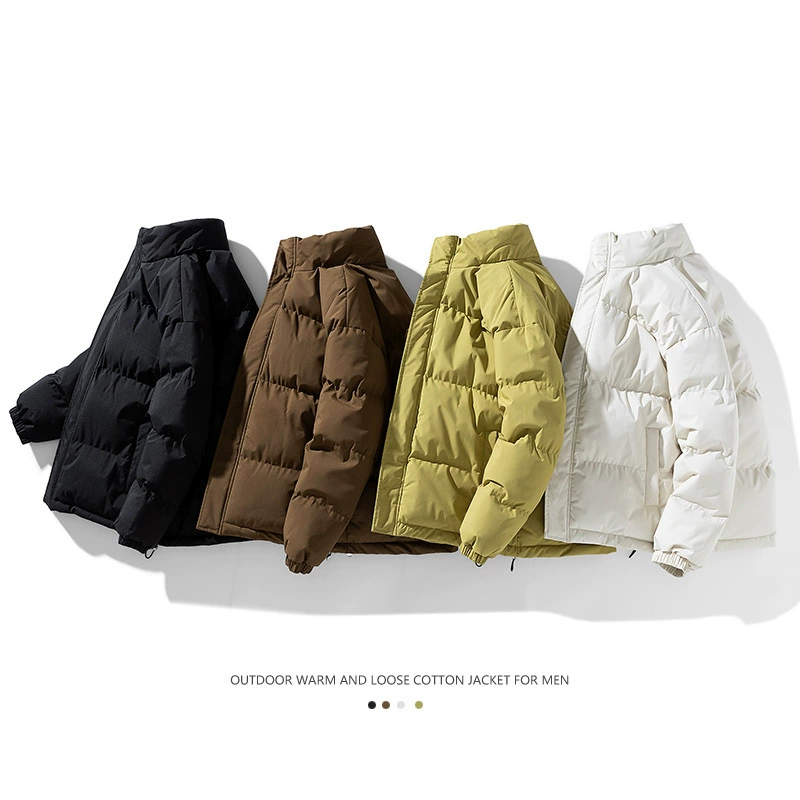 Зимняя новинка 2025: Утепленная хлопковая куртка с воротником-стойкой для пар, утолщенная хлопковая одежда, мужская уличная модная свободная теплая куртка-пуховик