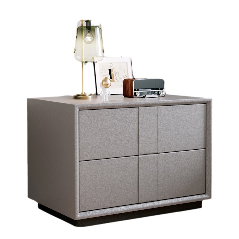 Mesita de noche simple y moderna 2024 nuevo estilo de lujo ligero, cama de cuero del dormitorio principal de alta gama, mesa de borde de cama, mesa de almacenamiento de borde de cama de celebridades de Internet