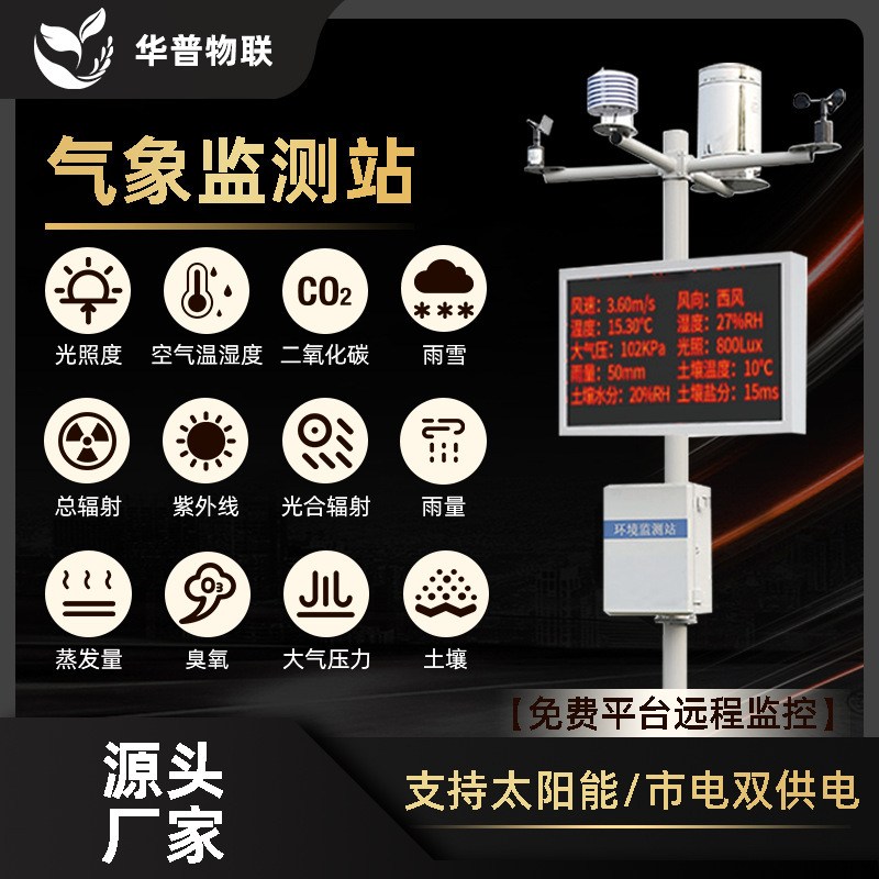 High Standard Farmland Agricultural Meteorological Station Outdoor Solar Environment Monitoring System Temperature Humidity Sensor Rainmeter