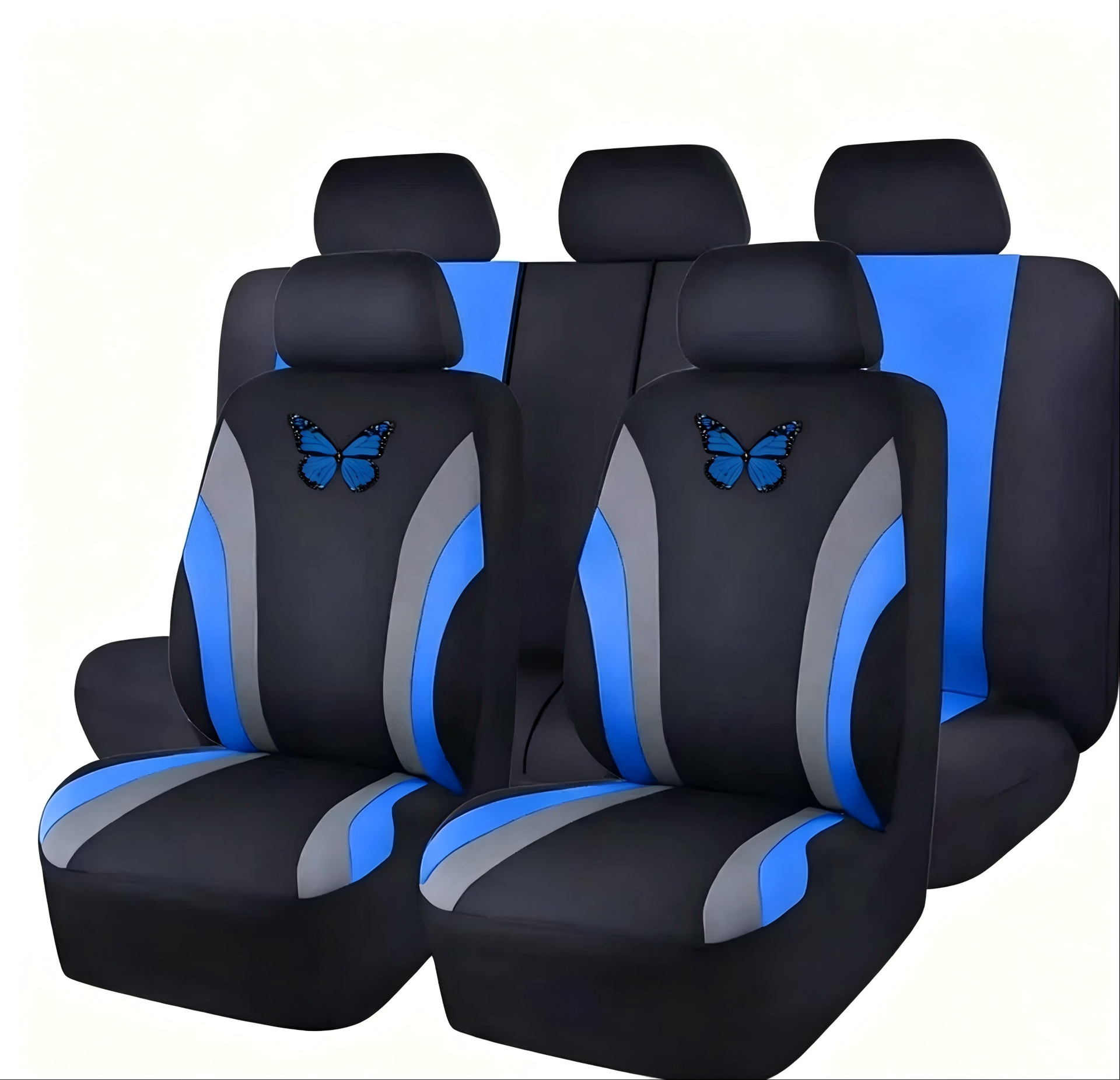Cross-border bestseller: polyester mesh double-waistline butterfly car seat cover for five-seater, popular export model, suitable for all seasons