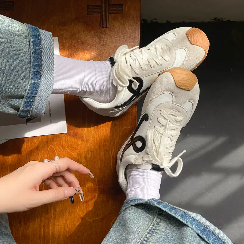 真皮德训鞋女款2025新款歪头女鞋子百搭复古轻便舒适内增高阿甘鞋