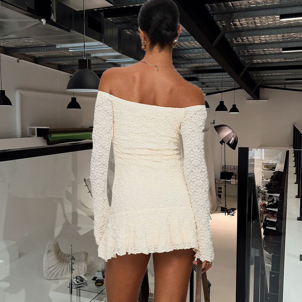 Women Clothing High Elastic Soft 3D Three Dimensional Fabric Wrapped Chest off Shoulder Sexy Dress